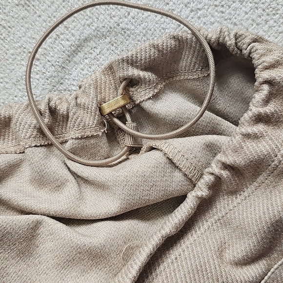 Rachel Zoe Tan Zip-Up Lightweight Hoodie Half Zop Gold Zipper Size L - Picture 8 of 8